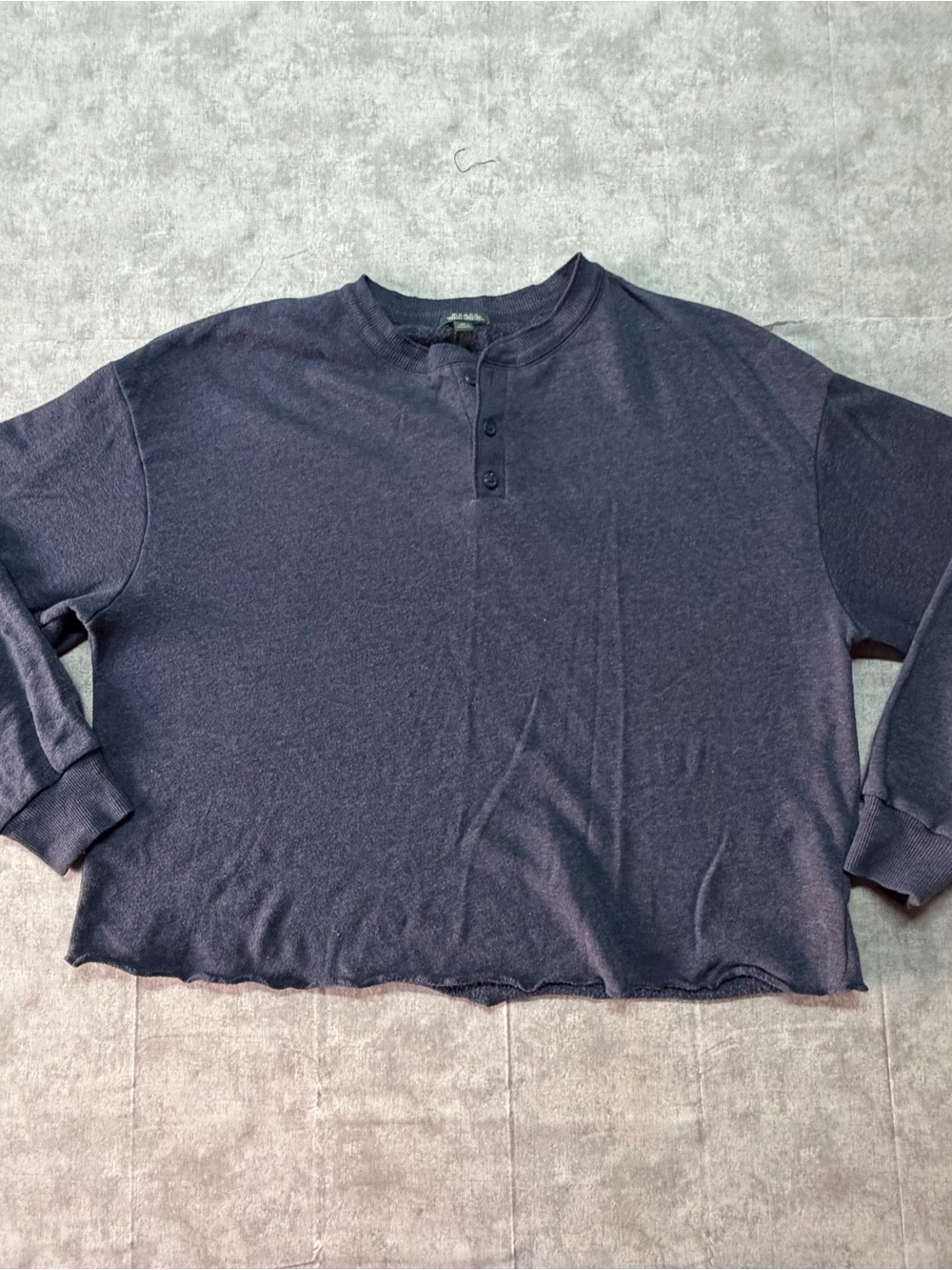 NWT Wild Fable Henley Crop Top Womens Long Sleeve Sweatshirt Oxford Blue XL